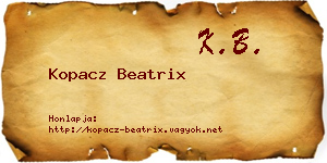Kopacz Beatrix névjegykártya